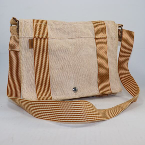 Hermès Air Line Bassus Canvas Messenger Bag Orange Stripe Shoulder Tote - Picture 1 of 9
